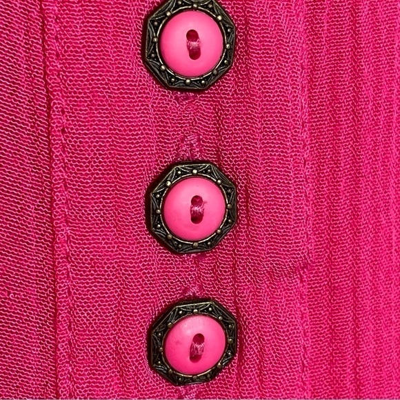 Vintage 80s 90s magenta pink oversized boxy relaxed fit short sleeve blouse top - Picture 11 of 16